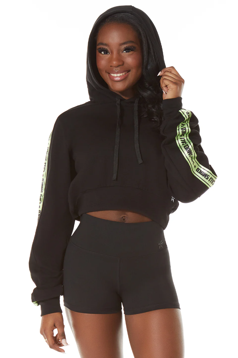 Club SMOED Cropped Hoodie in Black - Image 4
