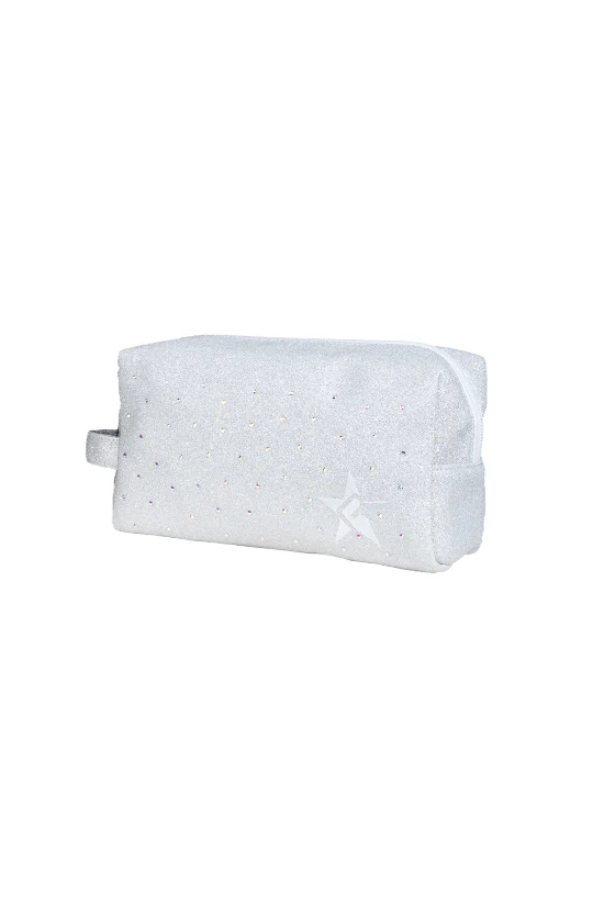 Opalescent with Crystal Scatter Rebel Makeup Bag with White Zipper - Image 3