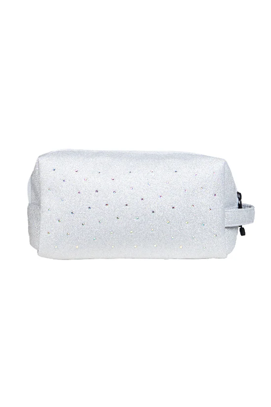 Opalescent with Crystal Scatter Rebel Makeup Bag with White Zipper - Image 5