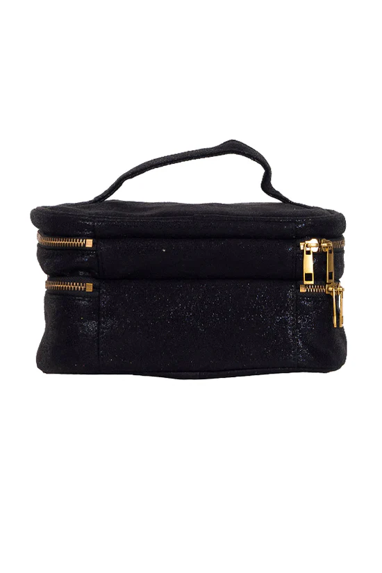 Faux Suede in Black Rebel Glam & Go Travel Case with Black Zipper - Image 4