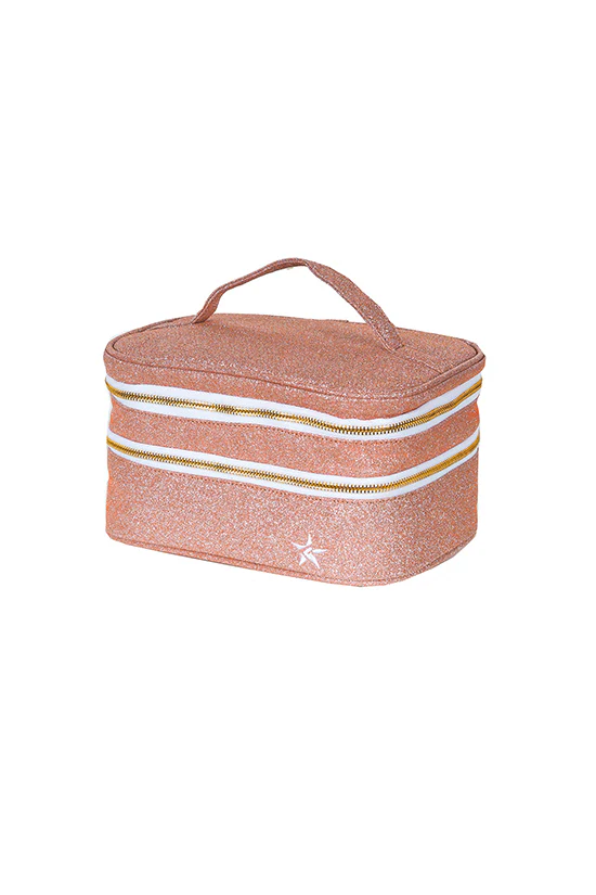 Rose Gold Rebel Glam & Go Travel Case with White Zipper - Image 2