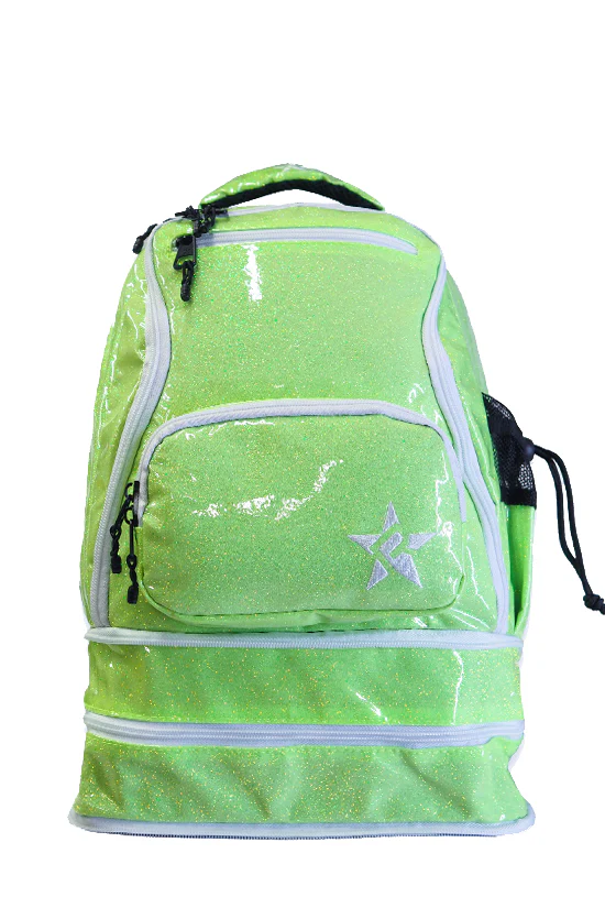 Glossy in Neon Green Rebel Baby Dream Bag with White Zipper - Image 2