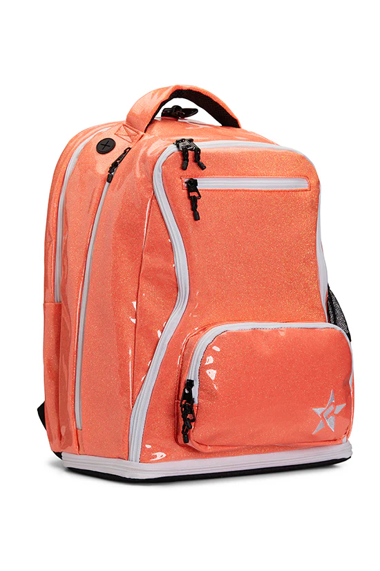 Glossy in Neon Orange Rebel Dream Bag Plus with White Zipper - Image 3