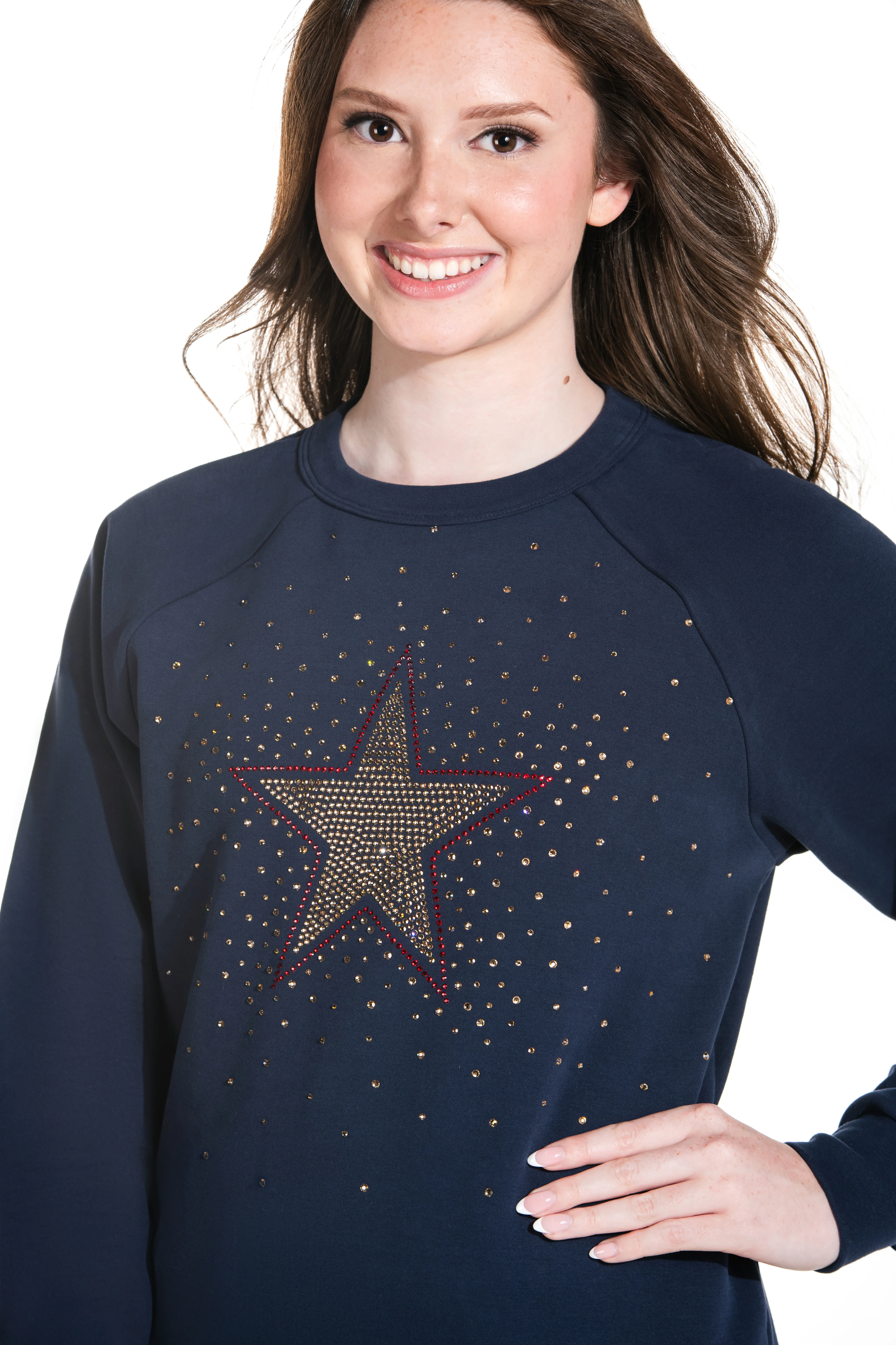 Golden Starlight Relaxed Pullover in Navy Blue - Image 3