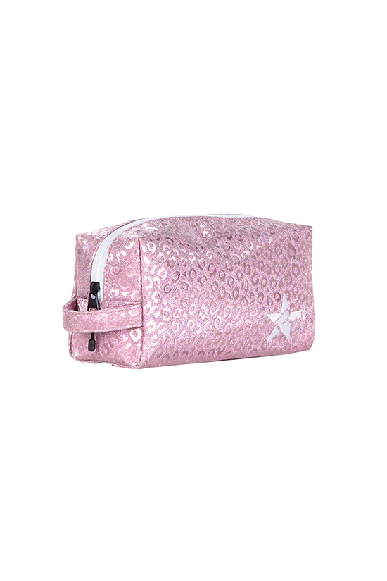 Leopard in Pink Rebel Makeup Bag with White Zipper - Image 4