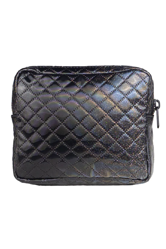 Quilted Sparkle Rebel Square Clutch with Black Zipper - Image 2
