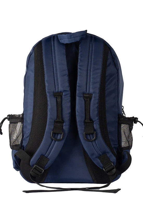 Satin in Navy Blue Rebel Raven Backpack with Black Zipper - Image 2