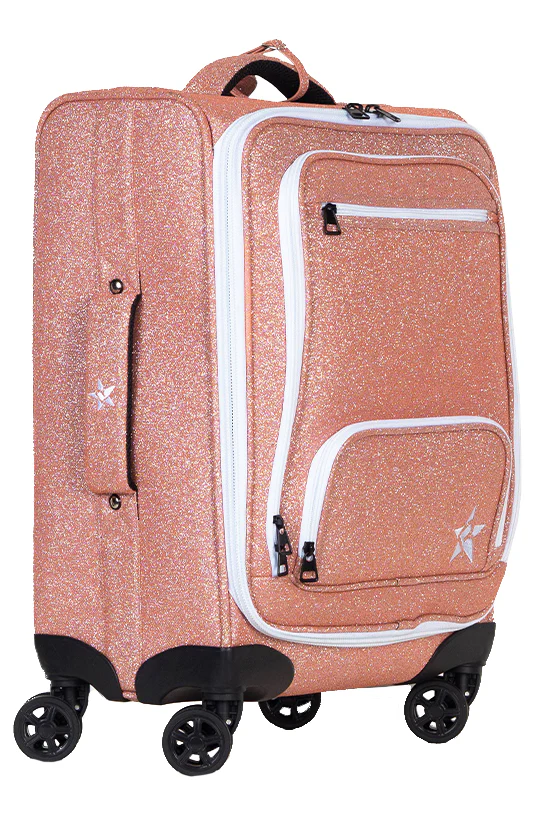 Rose Gold Rebel Dream Luggage with White Zipper - Image 3