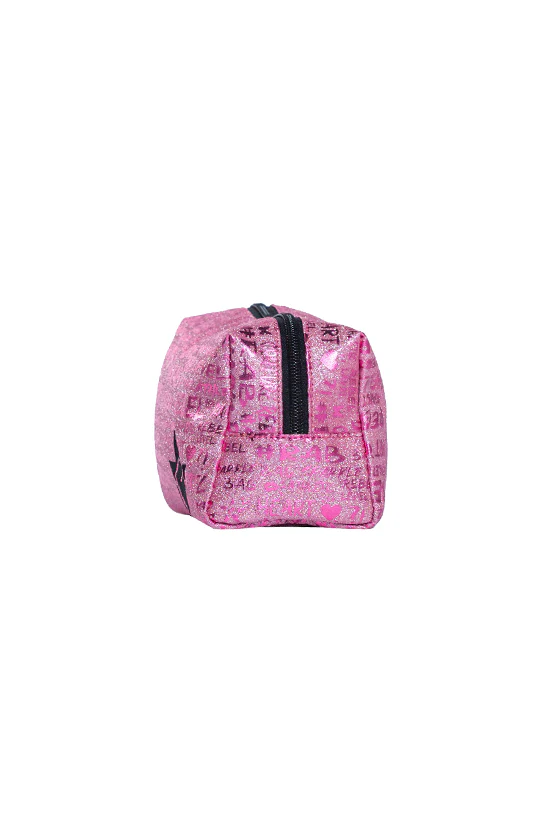 Signature in Pink Rebel Makeup Bag with Black Zipper - Image 4